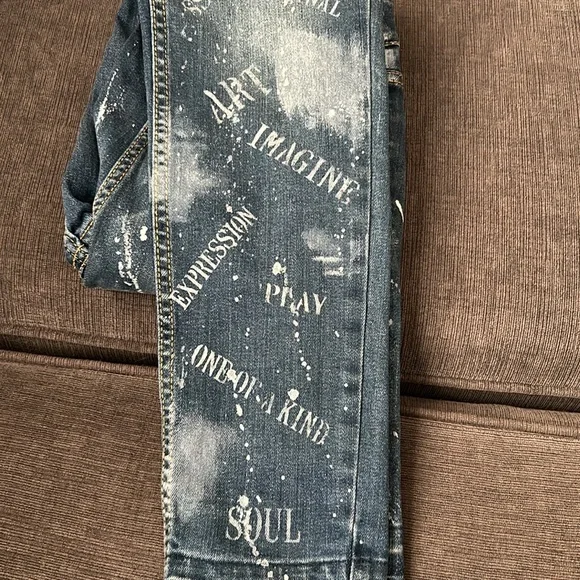 Upcycled by NKD COLLECTIONS cat & jack high rise super skinny size 12 kids jeans - Picture 5 of 5